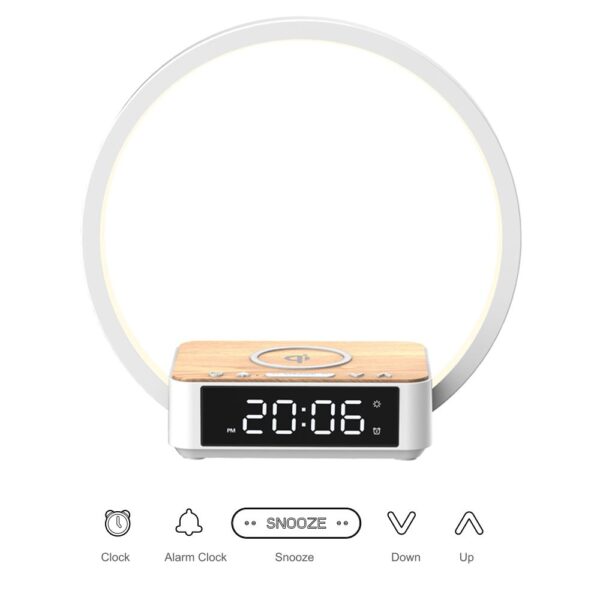 "Nowoczesna Sypialnia: Lampka Nocna 5 w 1 z Technologią Qi"