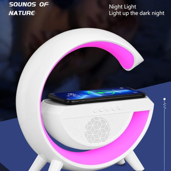 Multifunkcyjna Lampka Nocna z Bluetooth i Bezprzewodowym Ładowaniem - Stylowa Lampka Nocna dla Nastolatków