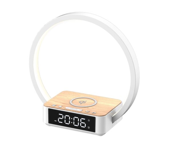 "Nowoczesna Sypialnia: Lampka Nocna 5 w 1 z Technologią Qi"