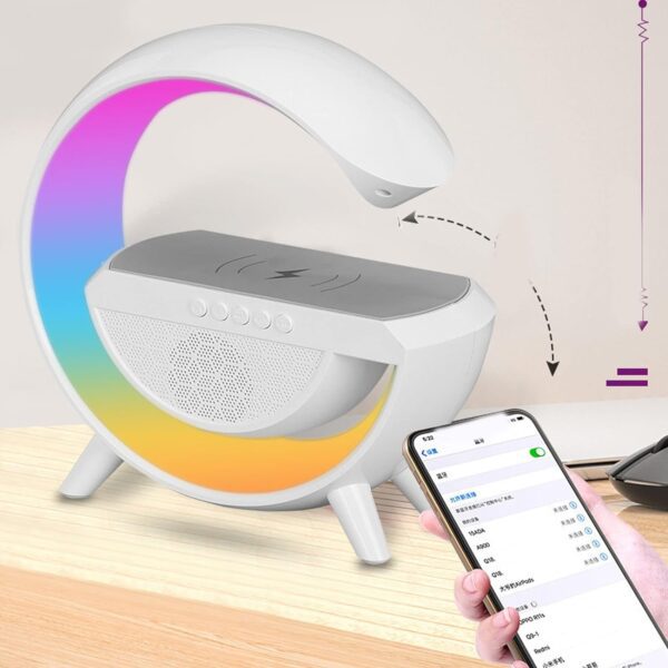 Multifunkcyjna Lampka Nocna z Bluetooth i Bezprzewodowym Ładowaniem - Stylowa Lampka Nocna dla Nastolatków